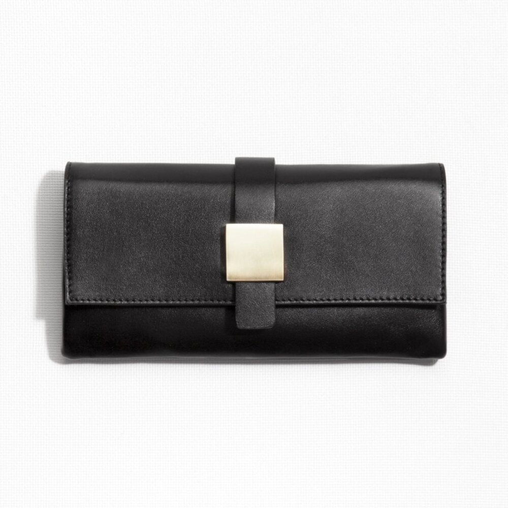 NWT & Other Stories Black Leather Clutch Metallic Card Holder